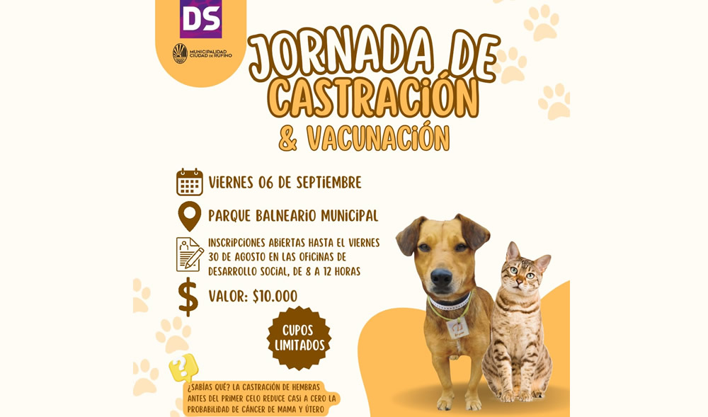 Castración para perros y gatos y vacunación antirrabica